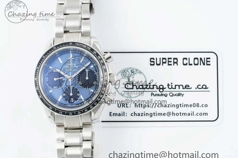 0405 UrbanChic Speedmaster Racing Master SS HKF Best Edition Blue Black Dial on SS Bracelet A 7808